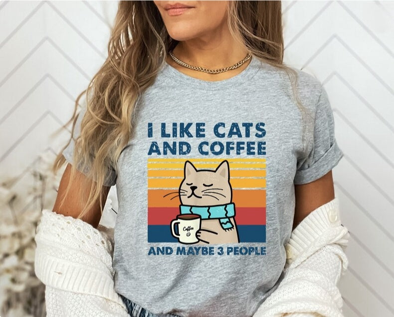 I like cat and coffee T-shirt