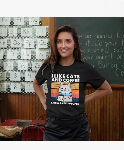 I like cat and coffee T-shirt