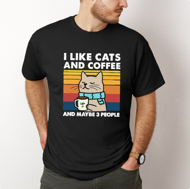 I like cat and coffee T-shirt