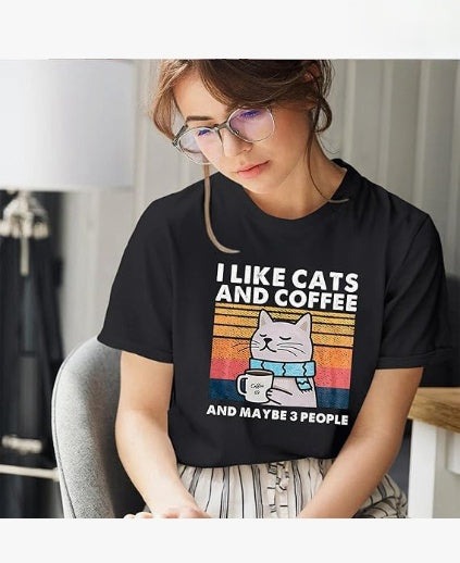 I like cat and coffee T-shirt