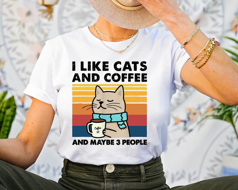 I like cat and coffee T-shirt