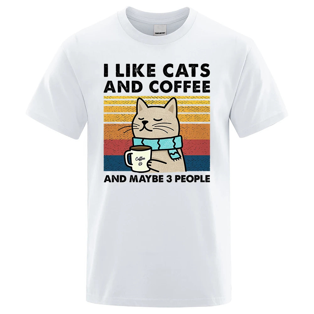 I like cat and coffee T-shirt