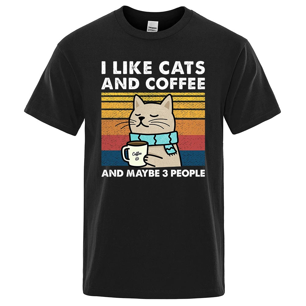 I like cat and coffee T-shirt