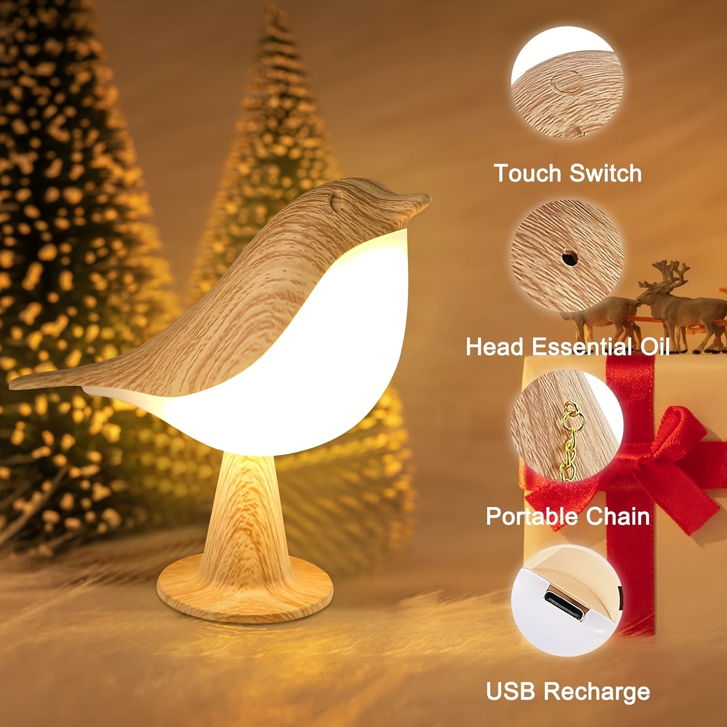 3 Color Temperature LED Aromatherapy Bird Light