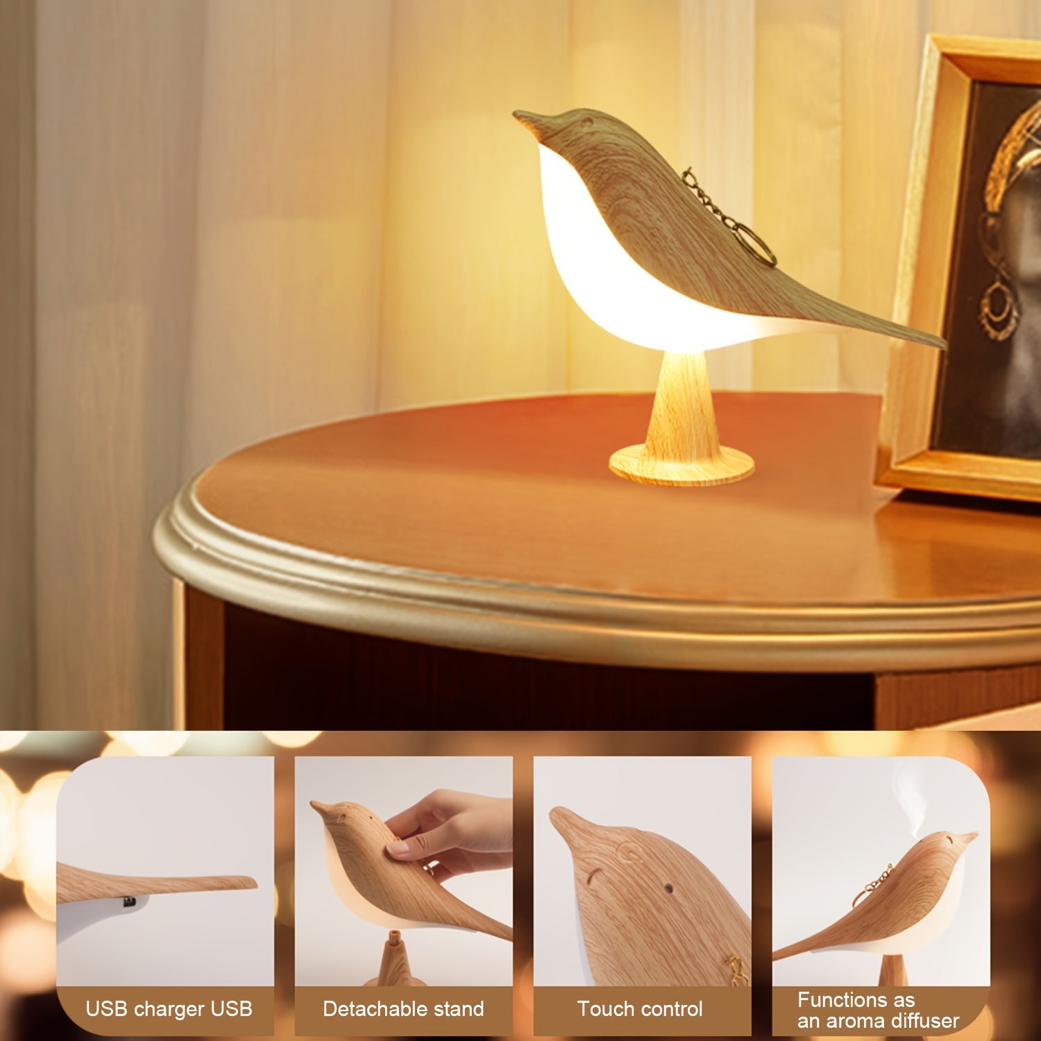 3 Color Temperature LED Aromatherapy Bird Light