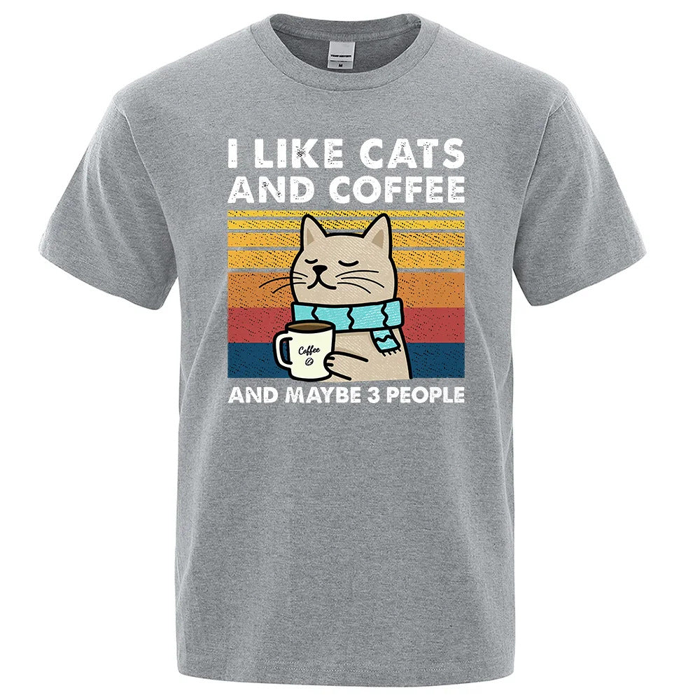 I like cat and coffee T-shirt