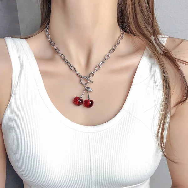 Dainty Cherry Pendant Necklace