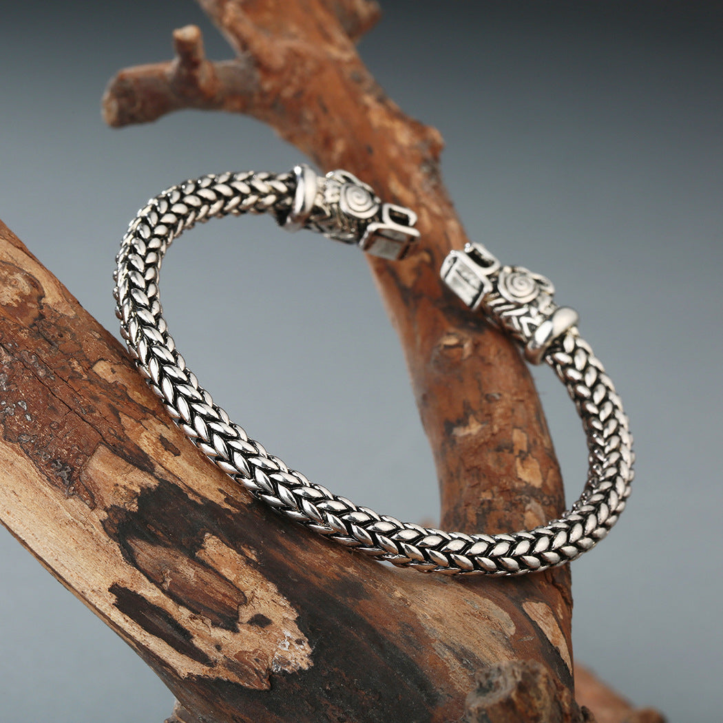 Viking Double Dragon Head Twisted Bracelet